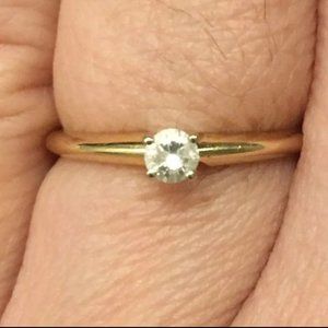 14k Solid Gold & Diamond Promise Ring